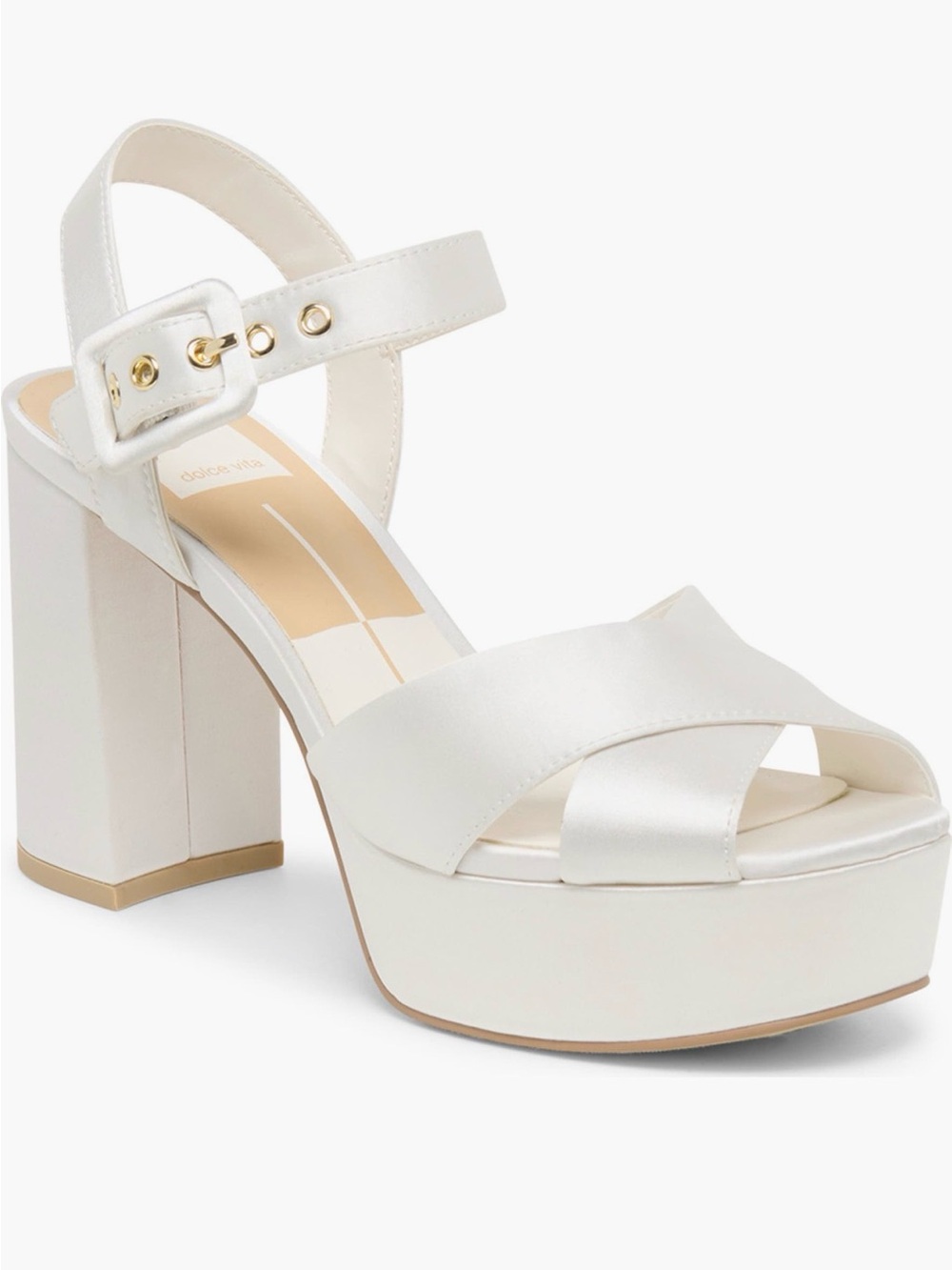 Dolce Vita White Platform Block Heel Sandals